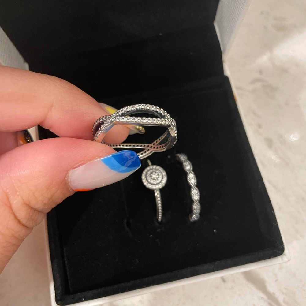 Authentic Pandora 3 set stackable rings - Picture 4 of 4